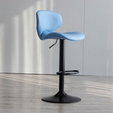 Contemporary Curved PU Leather Liftable Swivel Bar Stool with Backrest and Footrest for Dining Room