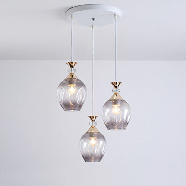 Nordic Gradient Glass Orb Three-Light Island Chandelier