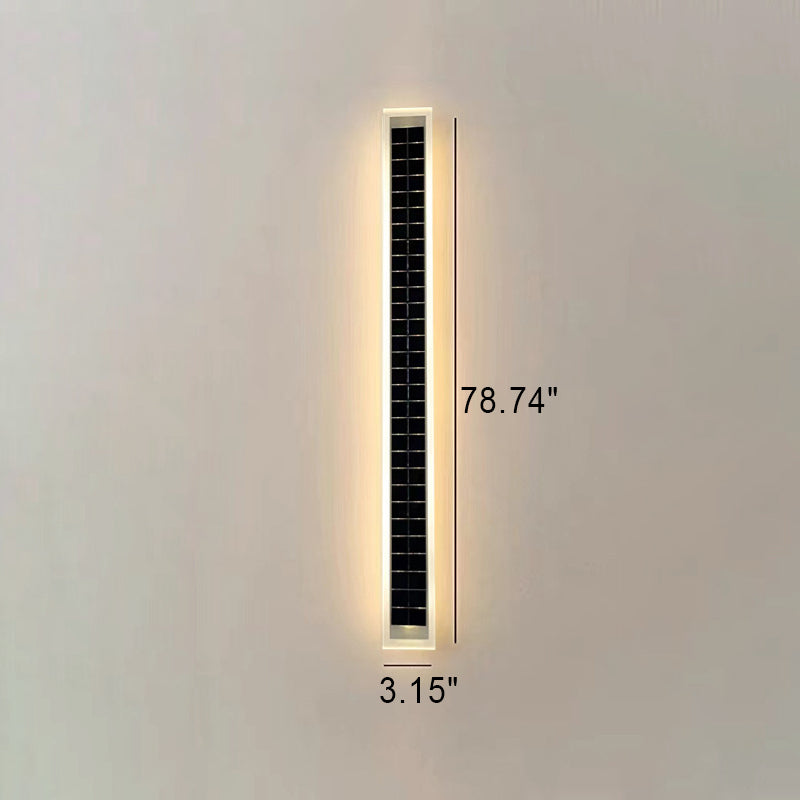 Sleek Minimalist Outdoor Solar LED Rectangular Strip Wall Sconce Lamp - Waterproof Patio Lighting
