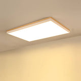 Nordic Solid Wood LED Flush-Mount Ceiling Light — Minimalist Square/Rectangular Design