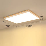 Nordic Solid Wood LED Flush-Mount Ceiling Light — Minimalist Square/Rectangular Design