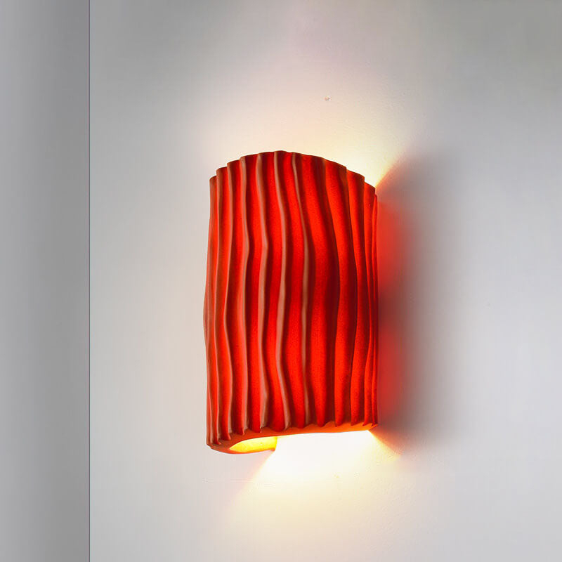 Nordic-Inspired Resin-Striped Half-Cylinder 2-Light Wall Sconce Lamp