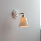 Vintage Japanese Ceramic & Brass 1-Light Wall Sconce Lamp