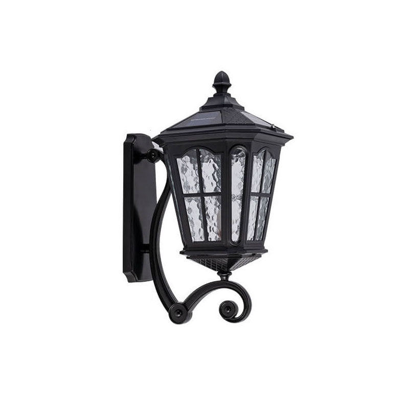 European-Style Solar Outdoor Lantern – Aluminum & Glass, Waterproof 1-Light Wall Sconce Lamp