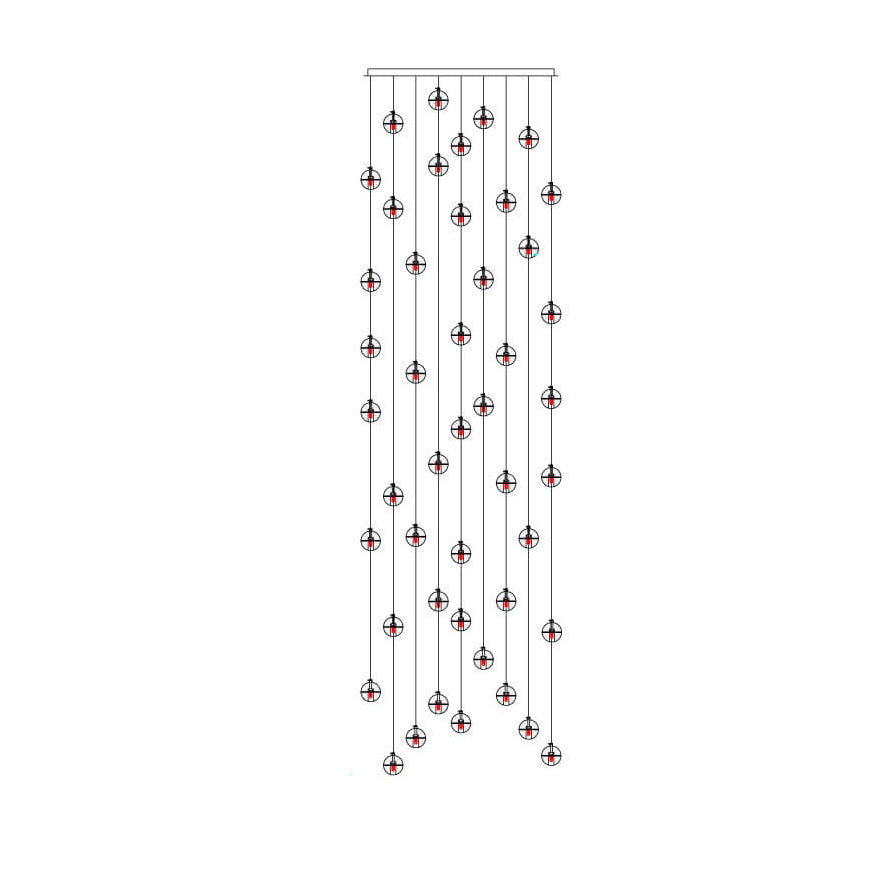 Luxurious Crystal Orb Staircase Chandelier with LED Ball Shade - Modern Loft Lighting