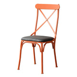 Contemporary Industrial PU Leather, Wood & Iron Dining Chair & Table Set with Square X-Back for Dining Room