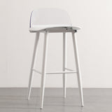 Sleek Modern Minimalist Rectangular Carbon Steel Bar Stool with Plastic Backrest for Dining Room