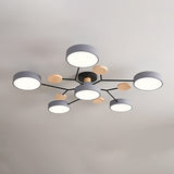Contemporary Scandinavian LED Ceiling Light with Round Molecule Branch Design, Semi-Flush Mount for Living Room