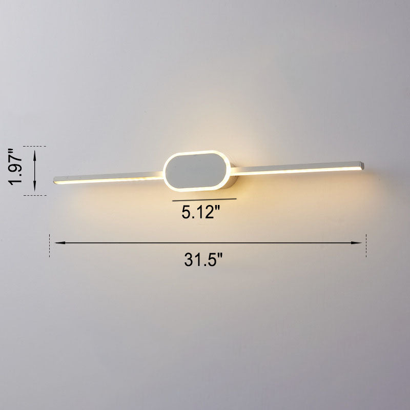 Sleek Modern Minimalist Long-Strip Oval-Base Vanity LED Wall Sconce Lamp