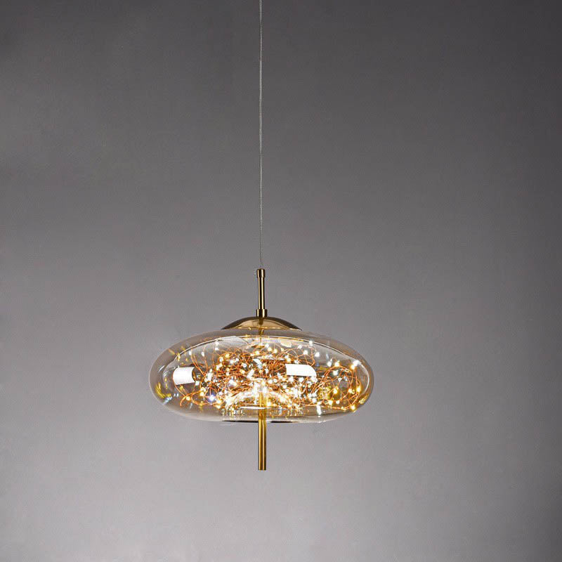 Sleek Contemporary Scandinavian Glass Cylinder Oval 1-Light Pendant for Bedroom