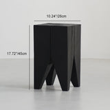 Traditional Japanese Wabi-Sabi Wood End Table with Geometric Design - Living Room Accent