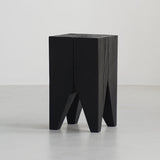 Traditional Japanese Wabi-Sabi Wood End Table with Geometric Design - Living Room Accent
