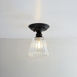 Chic Nordic Vintage Glass Floral Round Geometry 1-Light Semi-Flush Mount Ceiling Light