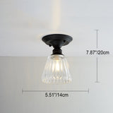 Chic Nordic Vintage Glass Floral Round Geometry 1-Light Semi-Flush Mount Ceiling Light