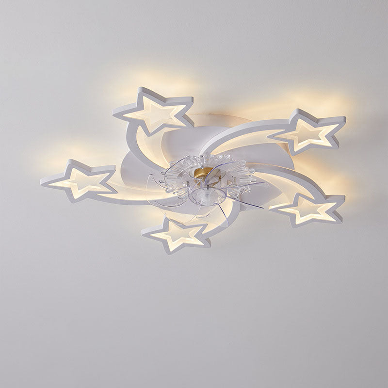 Scandinavian Modern Star Line LED Flush-Mount Ceiling Fan Light with Iron & Acrylic Finish