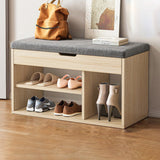 Modern Minimalist 3-Tier Shoe Storage Rack — Rectangular Design, Fabric & PU Leather Upholstery with Wood Frame for Entryways
