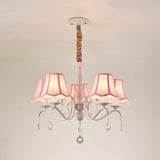 Elegant Modern Cone Iron Crystal Fabric Chandelier – 5/6/8-Light Options
