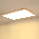 Nordic Solid Wood LED Flush-Mount Ceiling Light — Minimalist Square/Rectangular Design