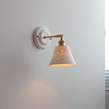 Vintage Japanese Ceramic & Brass 1-Light Wall Sconce Lamp