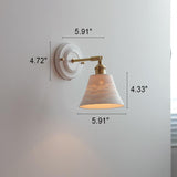 Vintage Japanese Ceramic & Brass 1-Light Wall Sconce Lamp