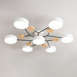 Contemporary Scandinavian LED Ceiling Light with Round Molecule Branch Design, Semi-Flush Mount for Living Room