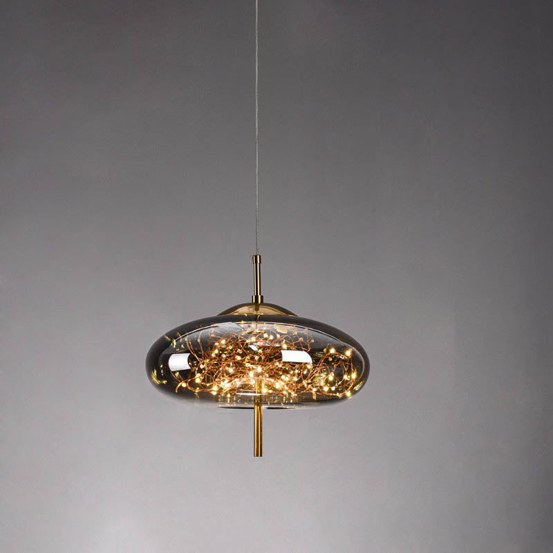 Sleek Contemporary Scandinavian Glass Cylinder Oval 1-Light Pendant for Bedroom