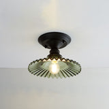 Chic Nordic Vintage Glass Floral Round Geometry 1-Light Semi-Flush Mount Ceiling Light
