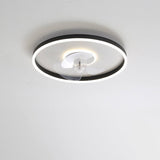 Nordic Minimalist Round Hidden-LED Flush-Mount Ceiling Fan Light