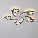 Scandinavian Modern Star Line LED Flush-Mount Ceiling Fan Light with Iron & Acrylic Finish