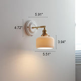 Vintage Japanese Ceramic & Brass 1-Light Wall Sconce Lamp