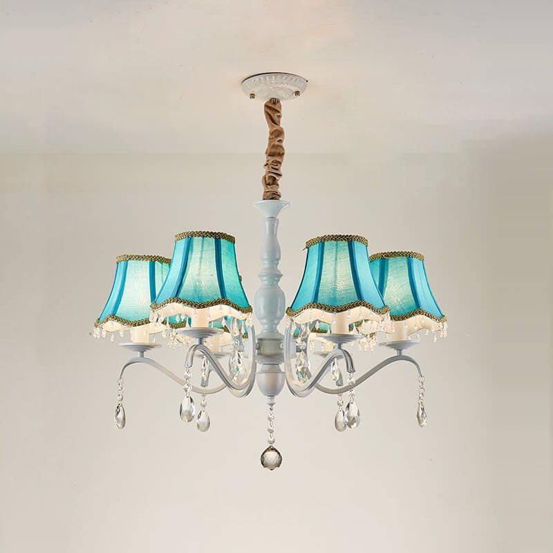 Elegant Modern Cone Iron Crystal Fabric Chandelier – 5/6/8-Light Options