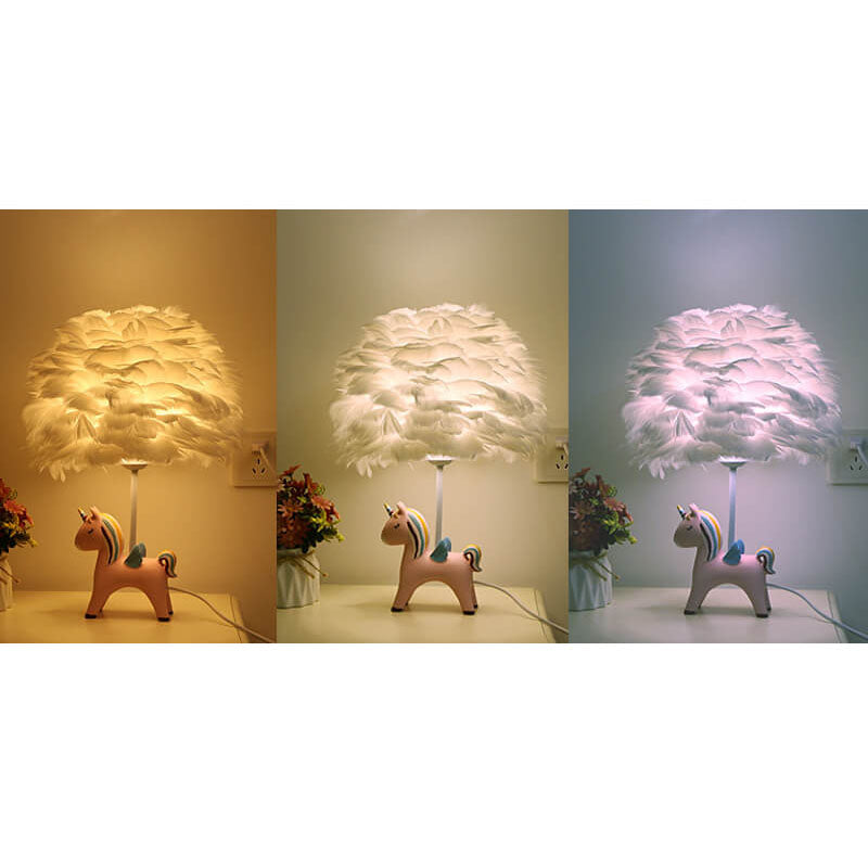 Modern Creative Unicorn Feather Kids Table Lamp – 1-Light