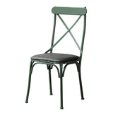 Contemporary Industrial PU Leather, Wood & Iron Dining Chair & Table Set with Square X-Back for Dining Room