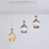 Nordic Gradient Glass Orb Three-Light Island Chandelier