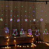 Solar-Powered LED Curtain Lights – Star & Moon Design, Outdoor Christmas String Lights for Patio, Garden and Camping
