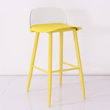 Sleek Modern Minimalist Rectangular Carbon Steel Bar Stool with Plastic Backrest for Dining Room
