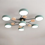 Contemporary Scandinavian LED Ceiling Light with Round Molecule Branch Design, Semi-Flush Mount for Living Room