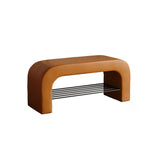 Modern Minimalist Long Rectangular Storage Bench with Lambswool PU Leather and Iron Frame – 1 Shelf, Ideal for Entryways