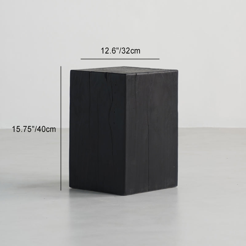 Traditional Japanese Wabi-Sabi Wood End Table with Geometric Design - Living Room Accent