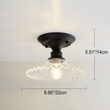 Chic Nordic Vintage Glass Floral Round Geometry 1-Light Semi-Flush Mount Ceiling Light