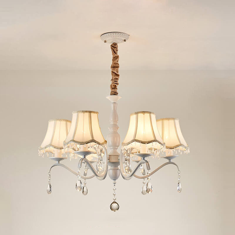 Elegant Modern Cone Iron Crystal Fabric Chandelier – 5/6/8-Light Options
