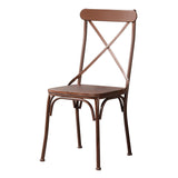 Contemporary Industrial PU Leather, Wood & Iron Dining Chair & Table Set with Square X-Back for Dining Room