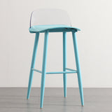 Sleek Modern Minimalist Rectangular Carbon Steel Bar Stool with Plastic Backrest for Dining Room