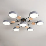 Contemporary Scandinavian LED Ceiling Light with Round Molecule Branch Design, Semi-Flush Mount for Living Room