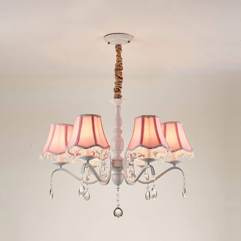 Elegant Modern Cone Iron Crystal Fabric Chandelier – 5/6/8-Light Options