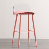Sleek Modern Minimalist Rectangular Carbon Steel Bar Stool with Plastic Backrest for Dining Room