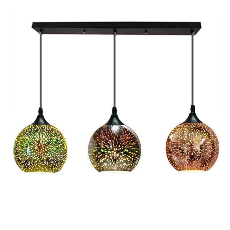 Modern Creative 3D Colorful Fireworks Glass Dome Island Light Chandelier - 2/3-Light