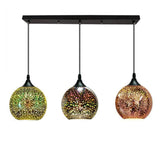 Modern Creative 3D Colorful Fireworks Glass Dome Island Light Chandelier - 2/3-Light