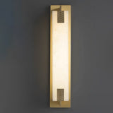 Elegant Modern-Transitional Rectangular Copper-Marble LED Outdoor Wall Sconce Lamp for Patio