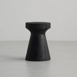Traditional Japanese Wabi-Sabi Wood End Table with Geometric Design - Living Room Accent